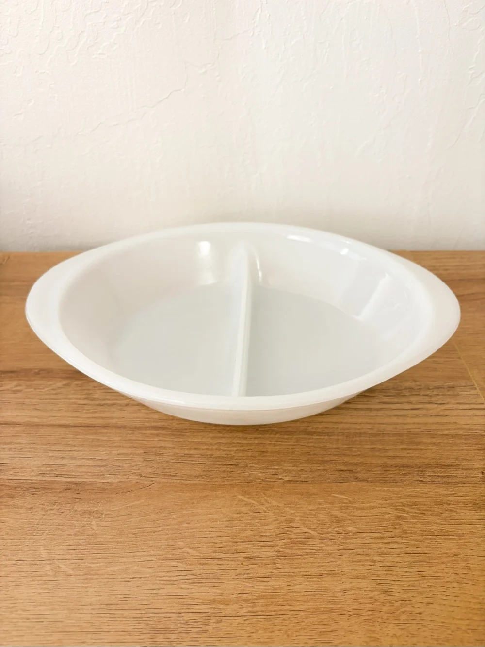 Vintage Glasbake Divided Opal White Milk Glass Casserole Baking Dish J2352